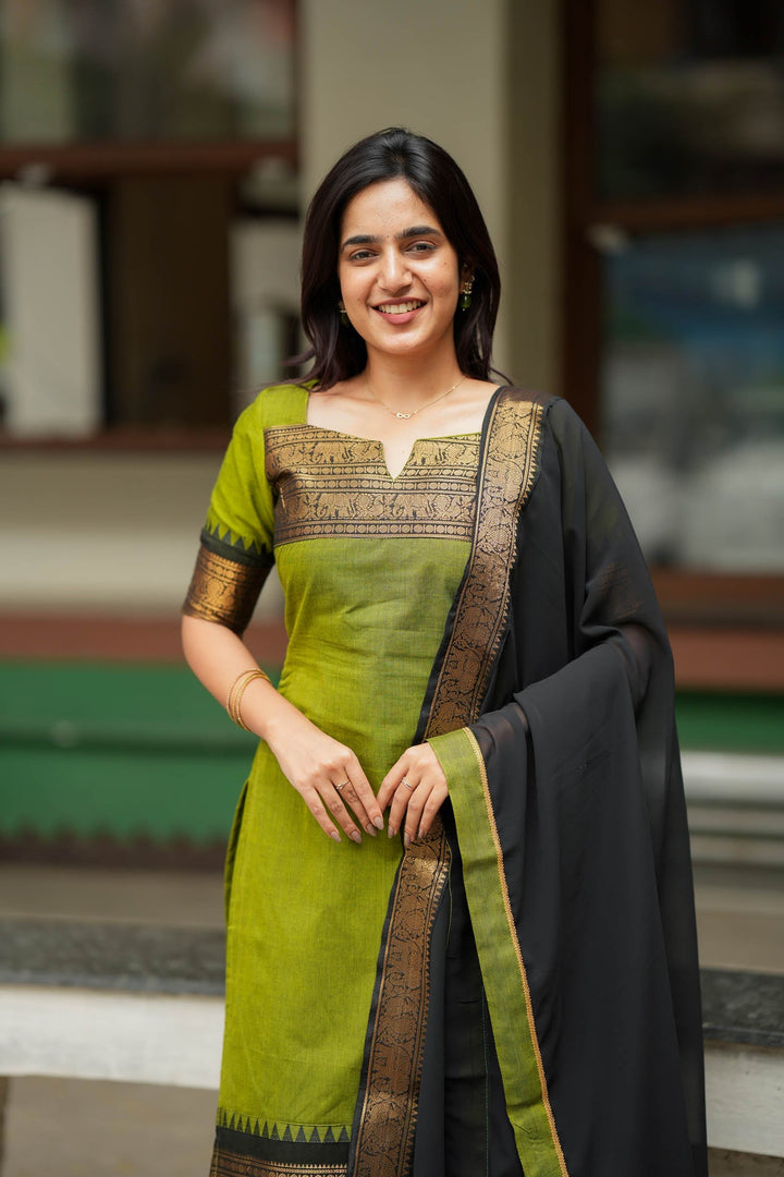 Prisha Olive Green Kurti Set (Set of 2) | SHOBITAM