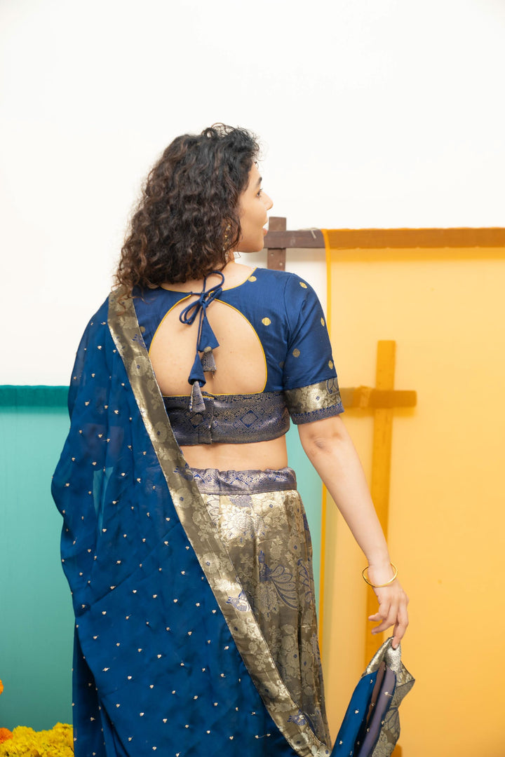Ishwarya Navy Crop top & Skirt| Made To Order