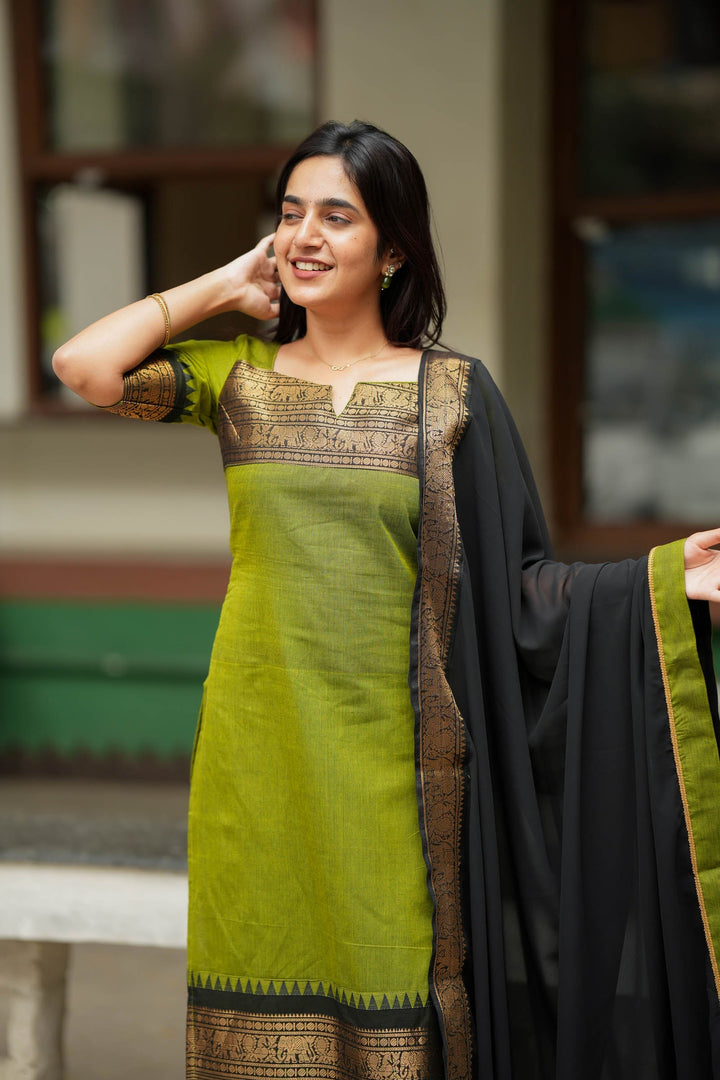 Prisha Olive Green Kurti Set (Set of 2) | SHOBITAM