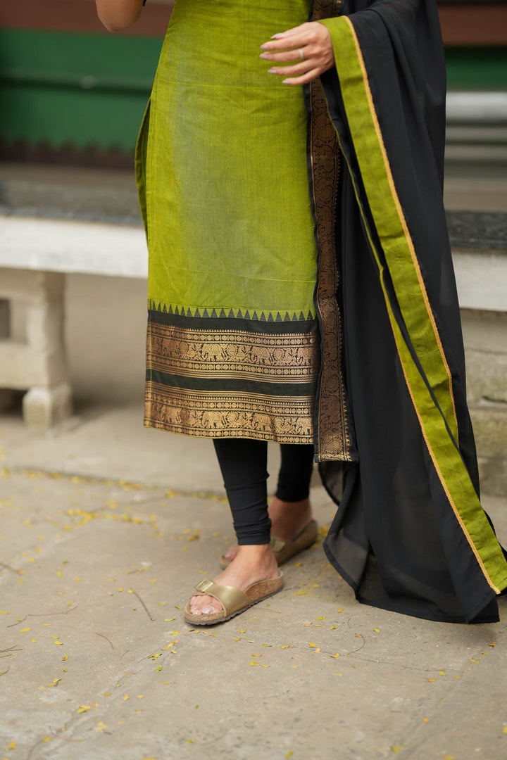 Prisha Olive Green Kurti Set (Set of 2) | SHOBITAM