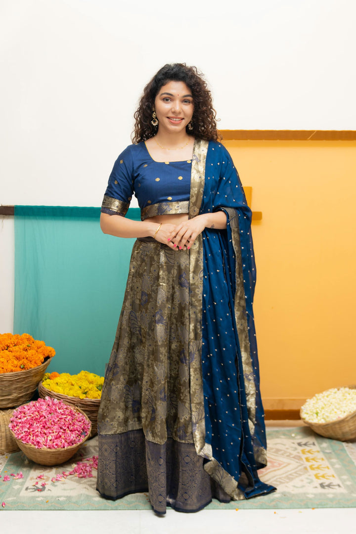 Ishwarya Navy Crop top & Skirt| Made To Order