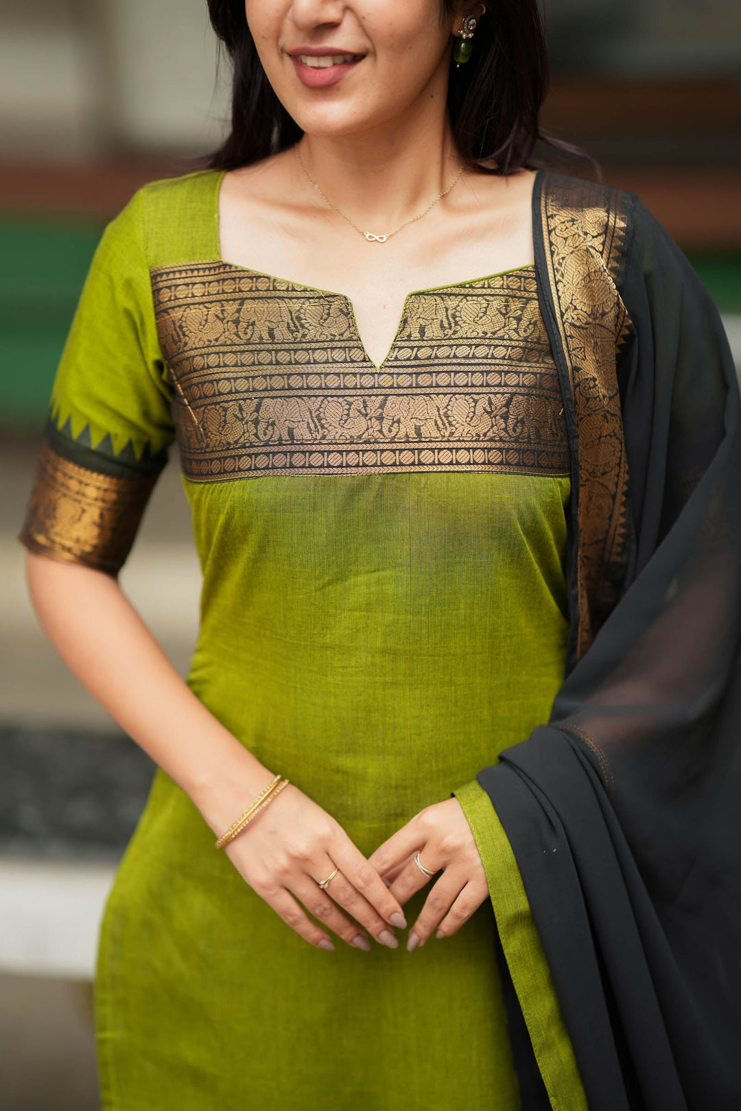 Prisha Olive Green Kurti Set (Set of 2) | SHOBITAM