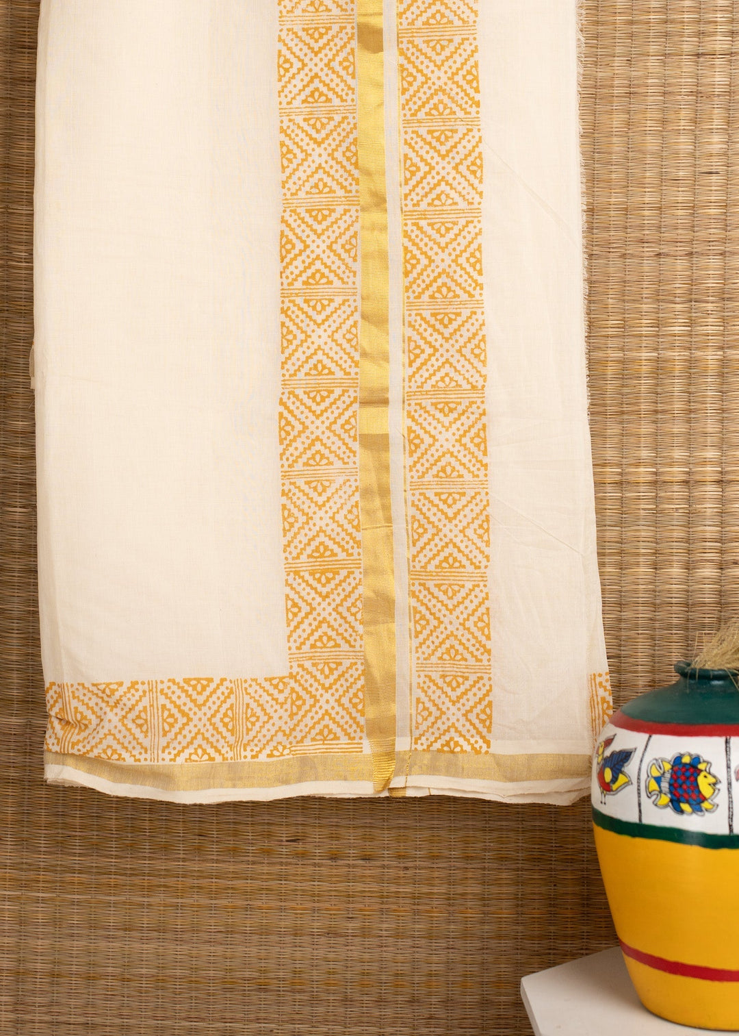 Cotton Handblock Printed Mens Dhoti Swara | SHOBITAM