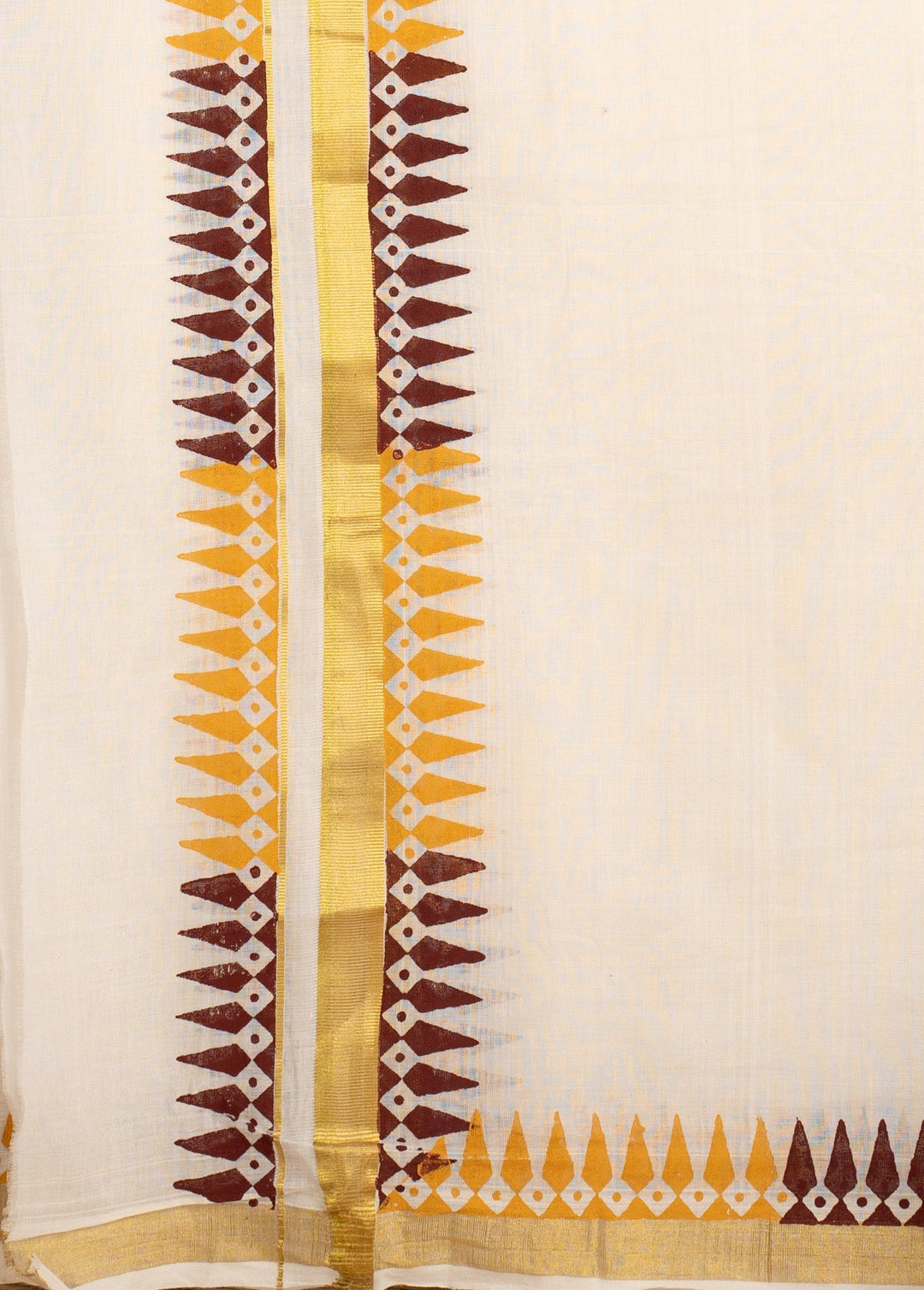 Onam Cotton Handblock Printed Mens Dhoti Taamara | SHOBITAM