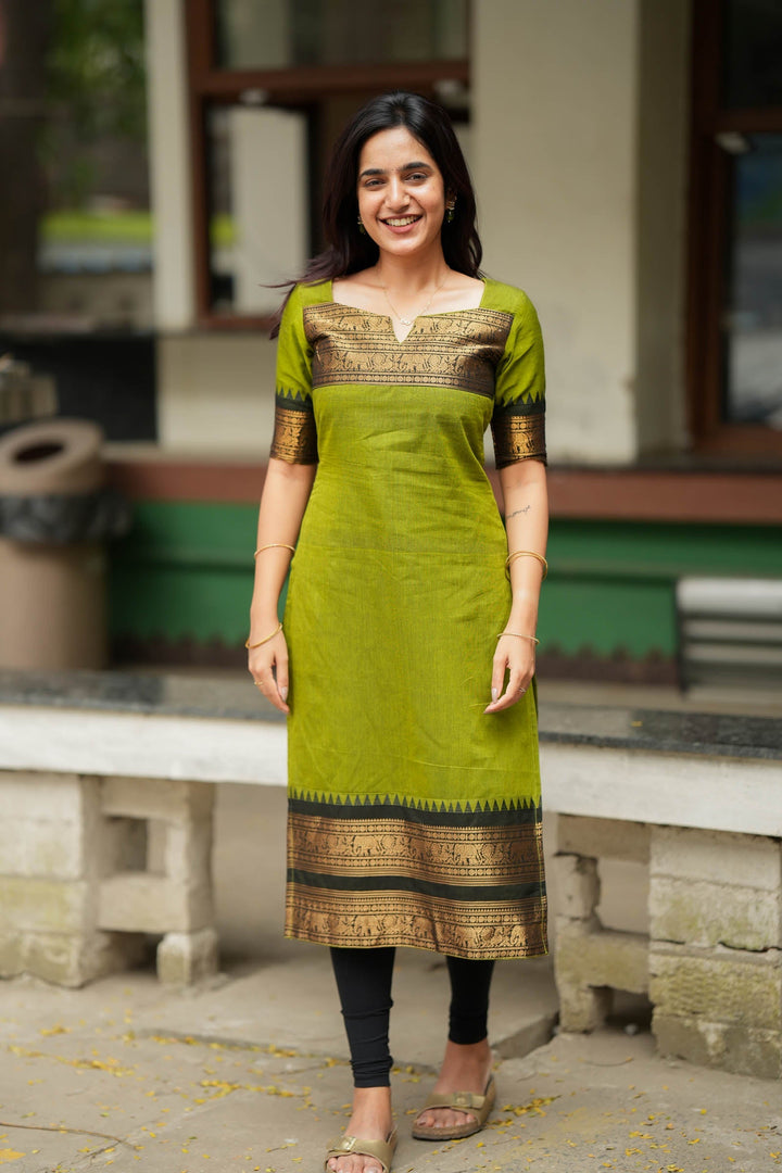 Prisha Olive Green Kurti Set (Set of 2) | SHOBITAM