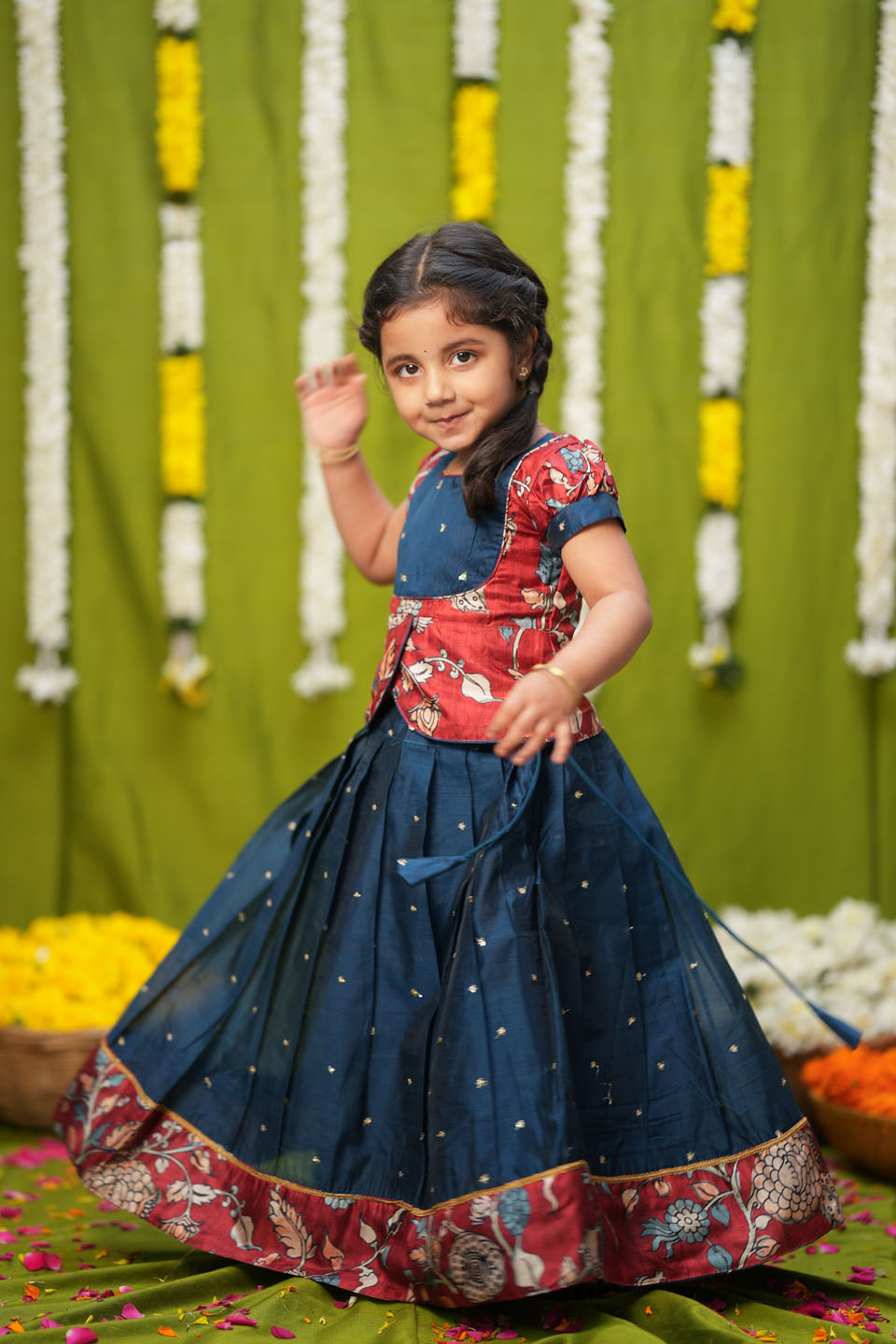 Darshini Teal Peplum Top & Skirt Mini | Made to Order | SHOBITAM
