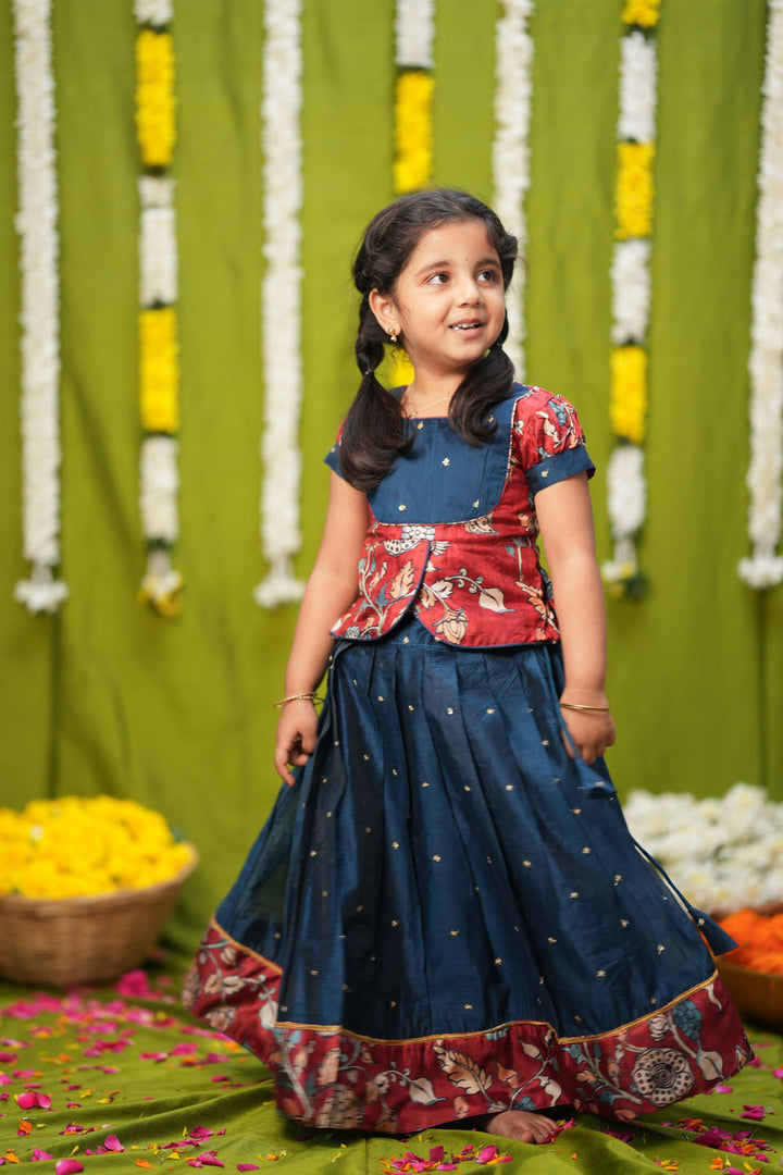 Darshini Teal Peplum Top & Skirt Mini | Made to Order | SHOBITAM