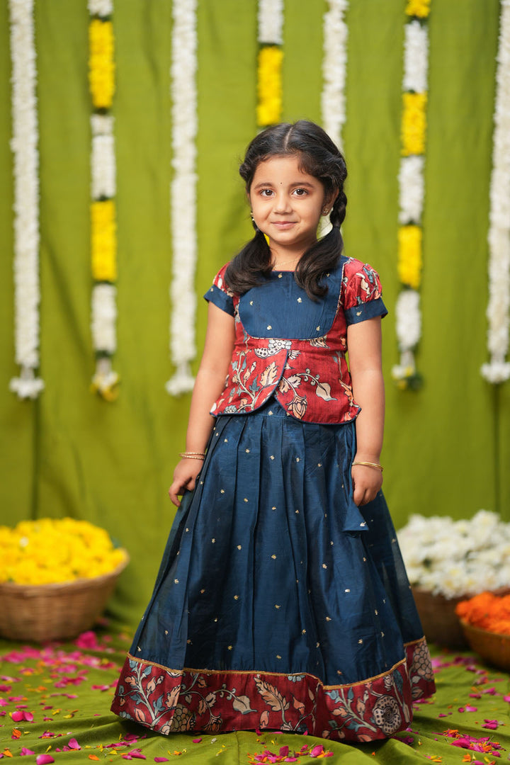 Darshini Teal Peplum Top & Skirt Mini | Made to Order | SHOBITAM