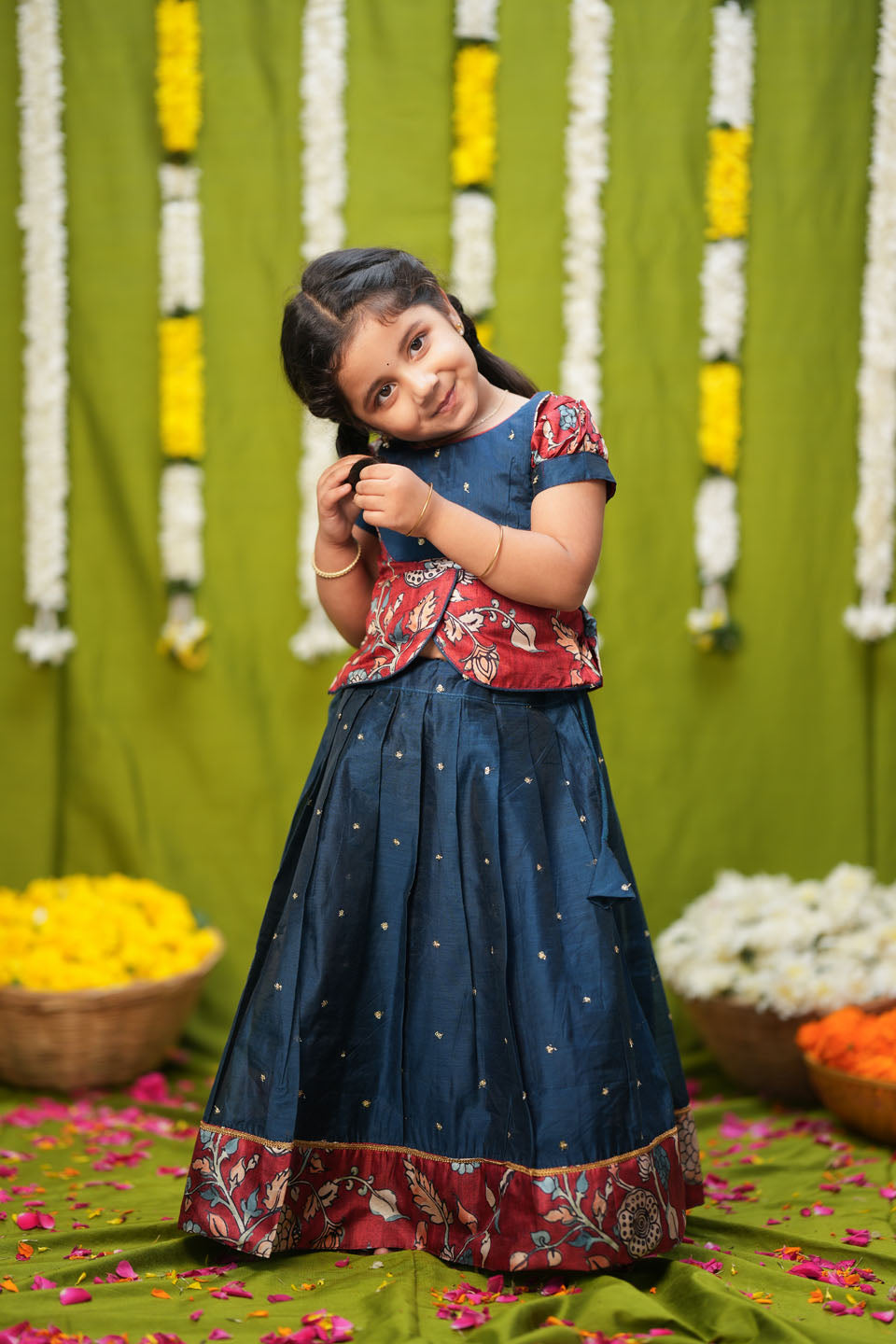 Darshini Teal Peplum Top & Skirt Mini | Made to Order | SHOBITAM
