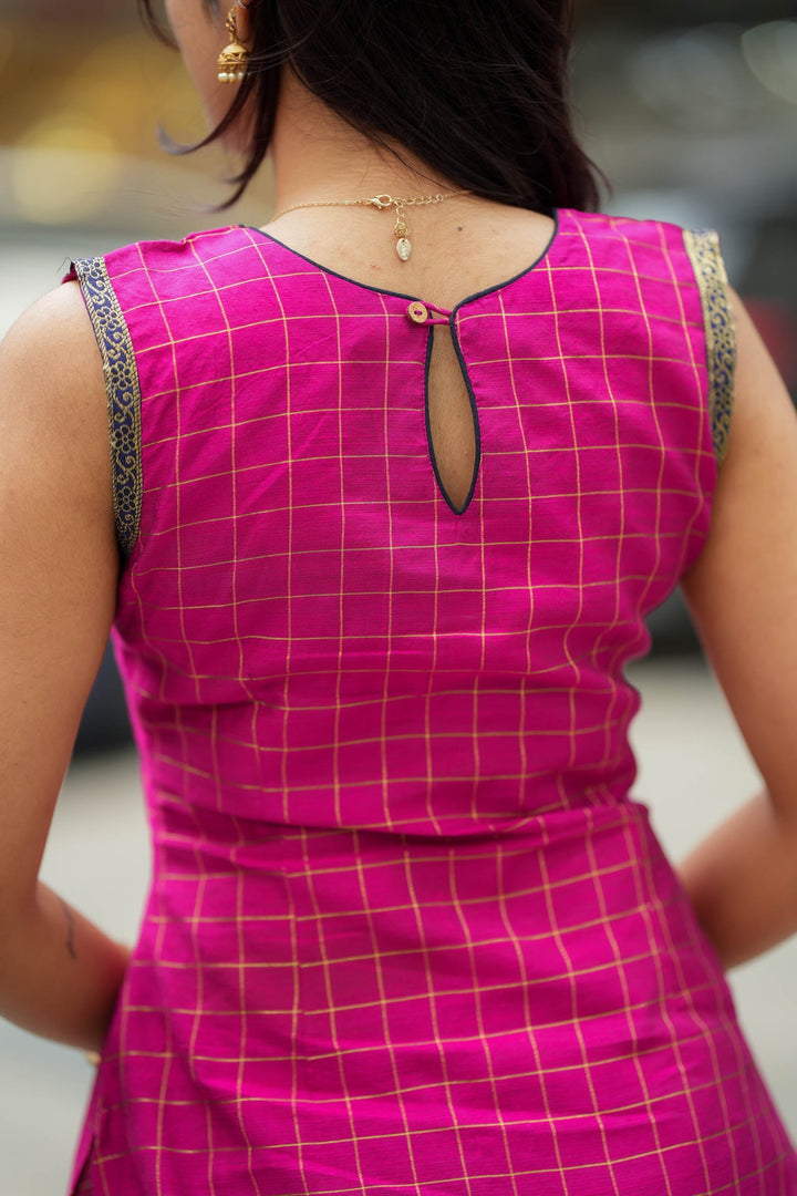 Navya Magenta with Blue Kurti Set (Set of 3) | SHOBITAM