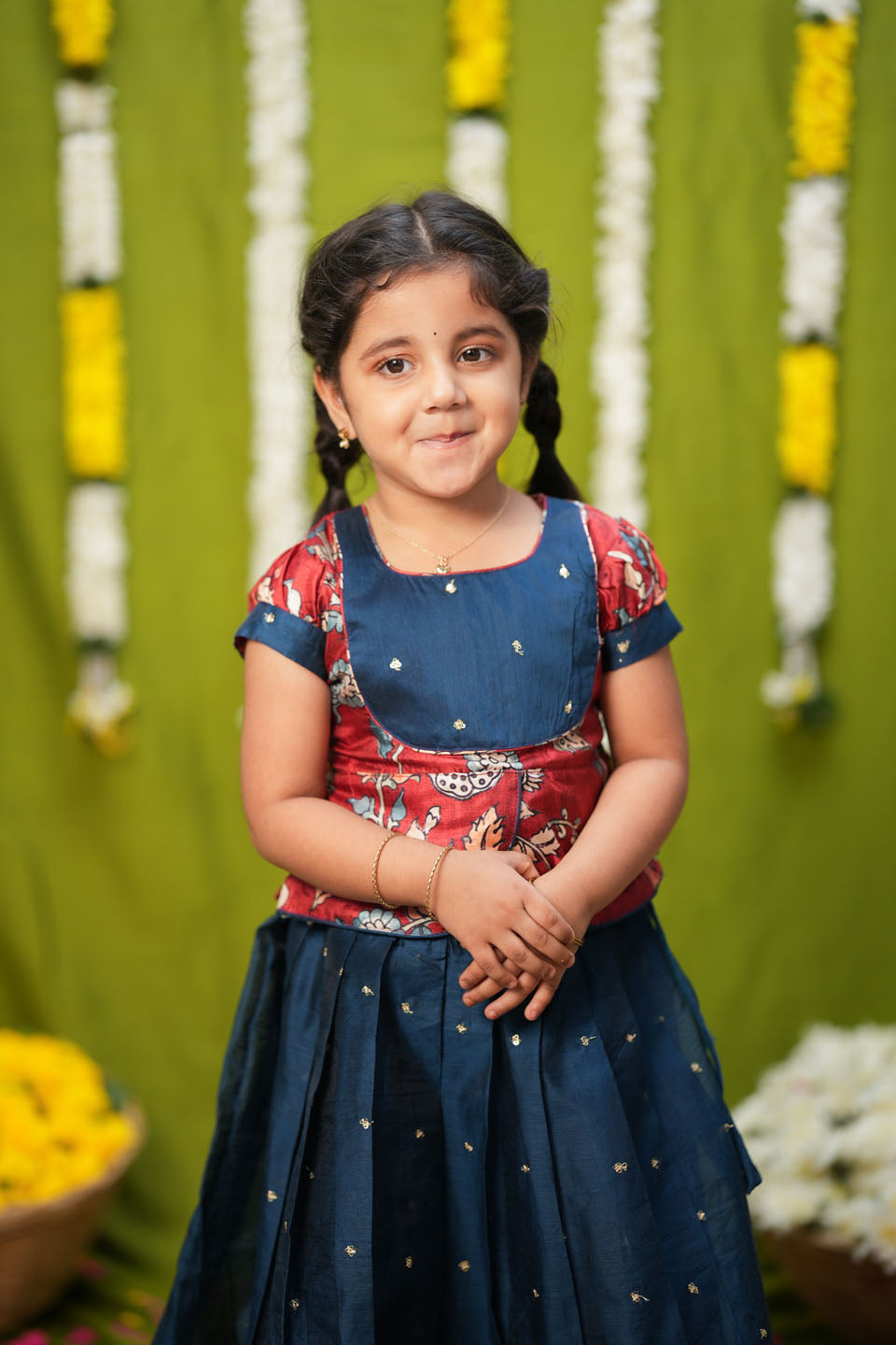 Darshini Teal Peplum Top & Skirt Mini | Made to Order | SHOBITAM
