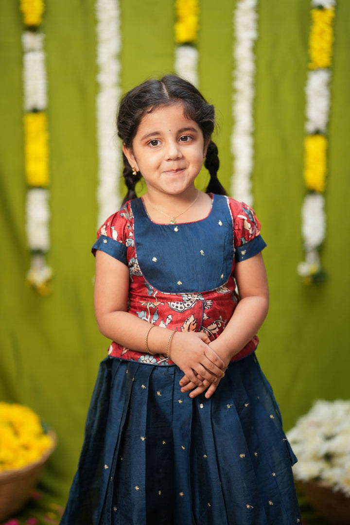 Darshini Teal Peplum Top & Skirt Mini | Made to Order | SHOBITAM