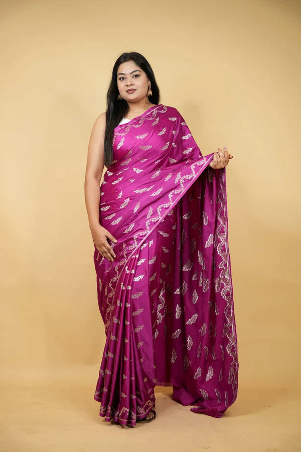 Magenta Softest Mashru Silk Saree Meets Timeless Zari. Ready in 30 Seconds | SILK MARK CERTIFIED