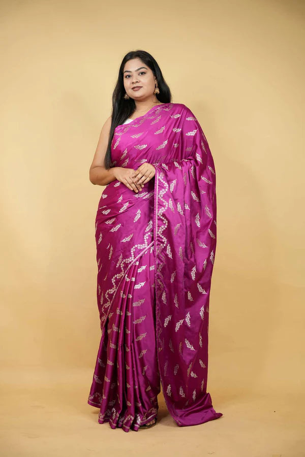 Magenta Softest Mashru Silk Saree Meets Timeless Zari. Ready in 30 Seconds | SILK MARK CERTIFIED