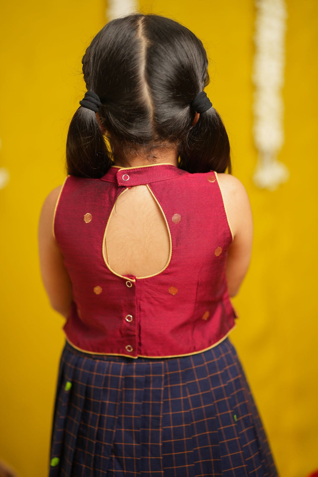 Sana Navy Blue with Maroon Lehenga Mini | SHOBITAM