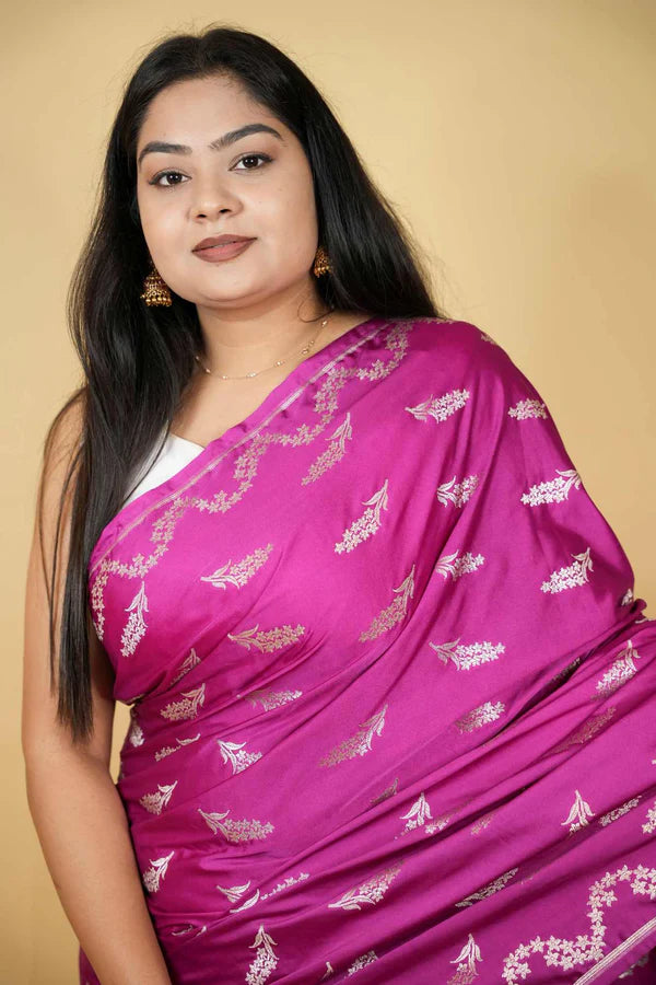 Magenta Softest Mashru Silk Saree Meets Timeless Zari. Ready in 30 Seconds | SILK MARK CERTIFIED
