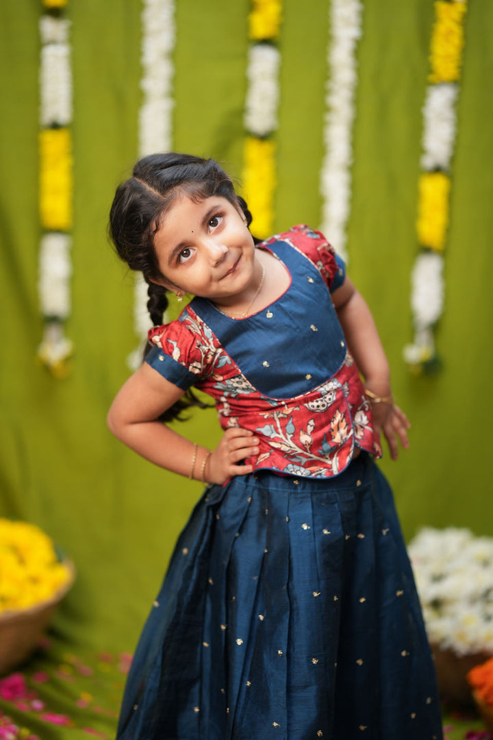Darshini Teal Peplum Top & Skirt Mini | Made to Order | SHOBITAM