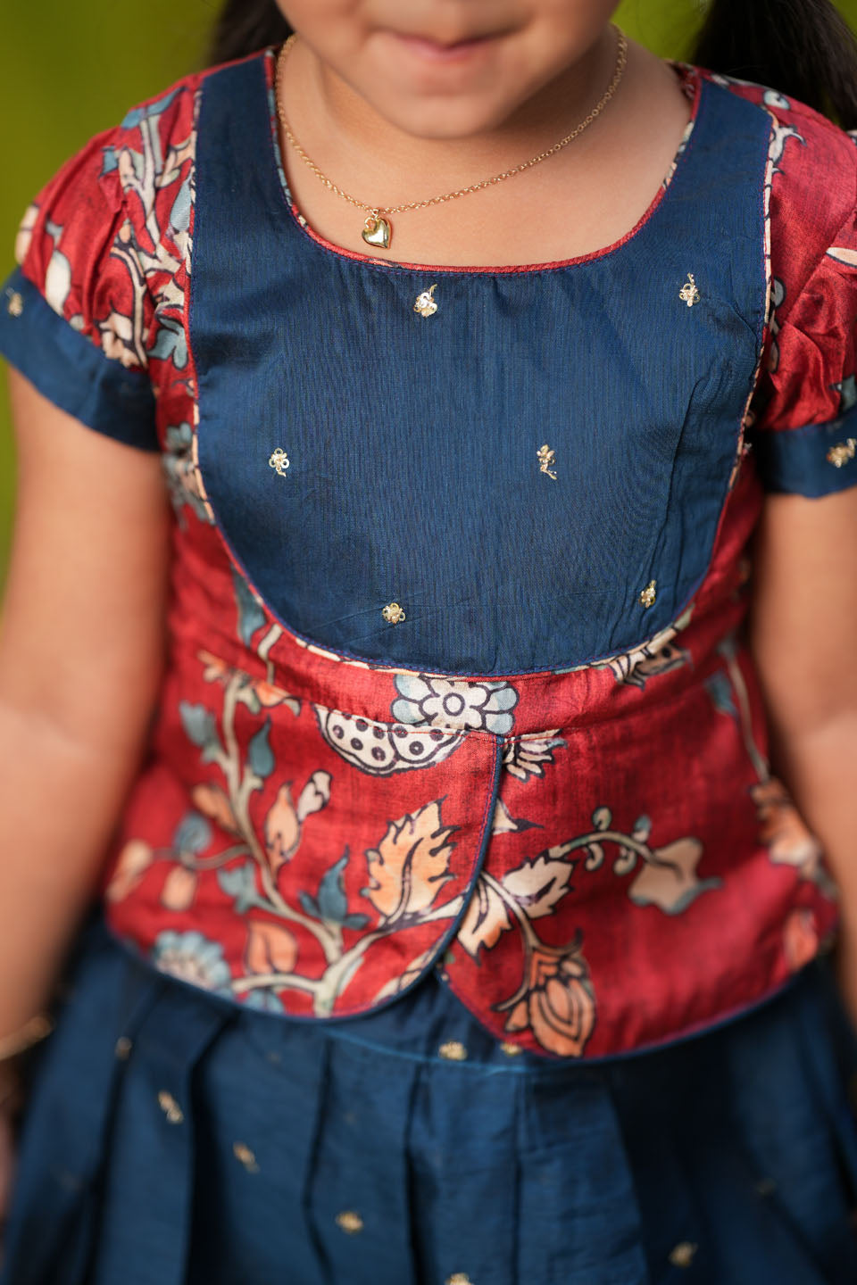 Darshini Teal Peplum Top & Skirt Mini | Made to Order | SHOBITAM
