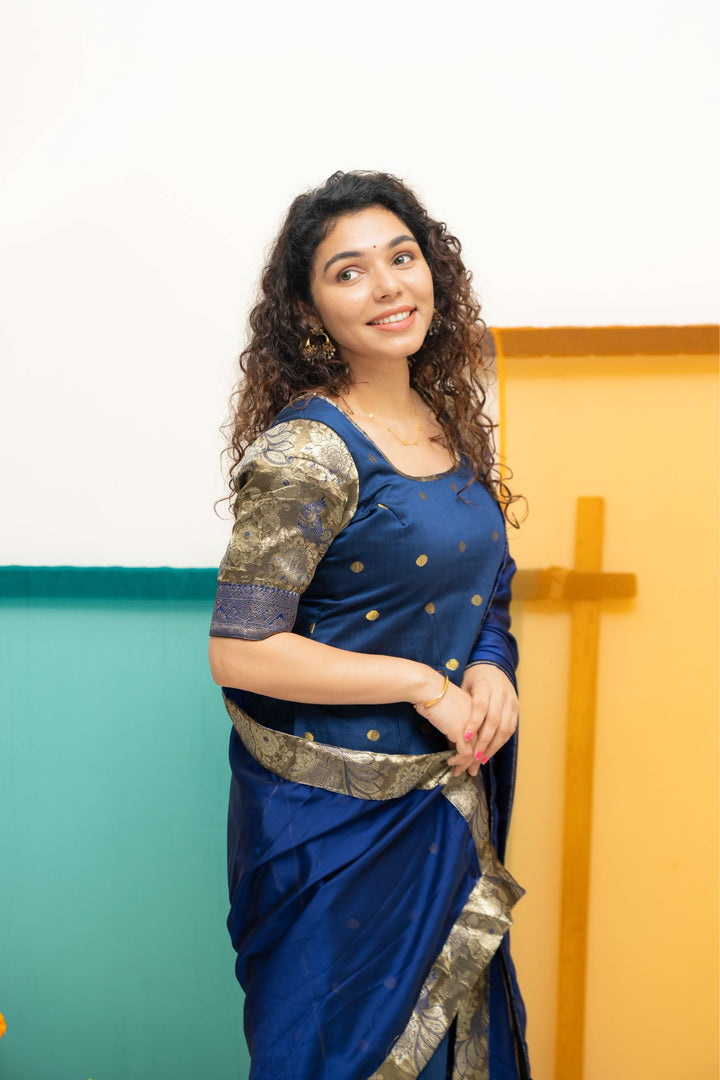 Nikitha Navy Blue Kurti with Dupatta 2 Piece Set | Shobitam Custom Gowns | Made To Order