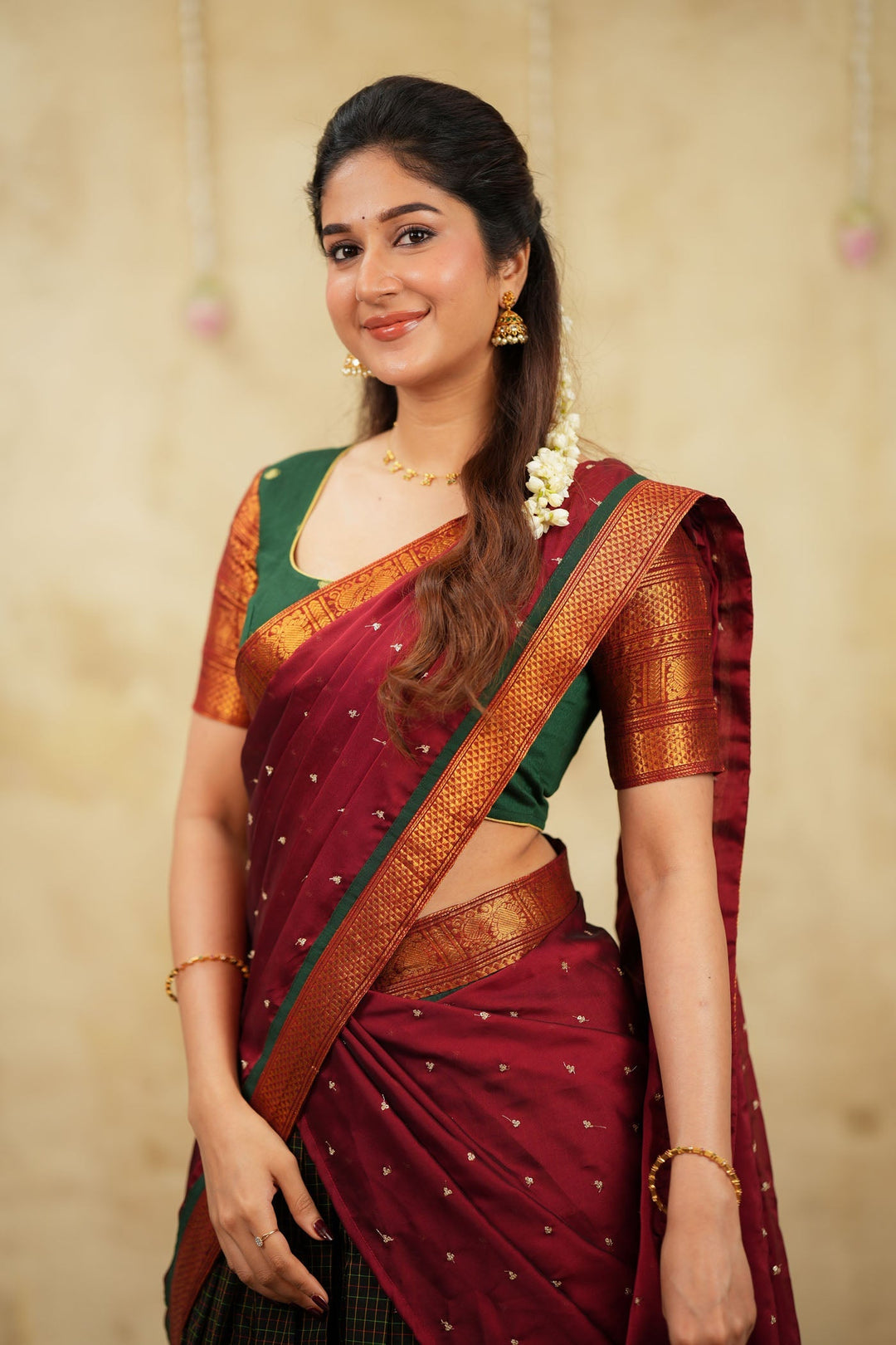Daksha Black Checks Halfsaree ( Setof 3 ) | SHOBITAM