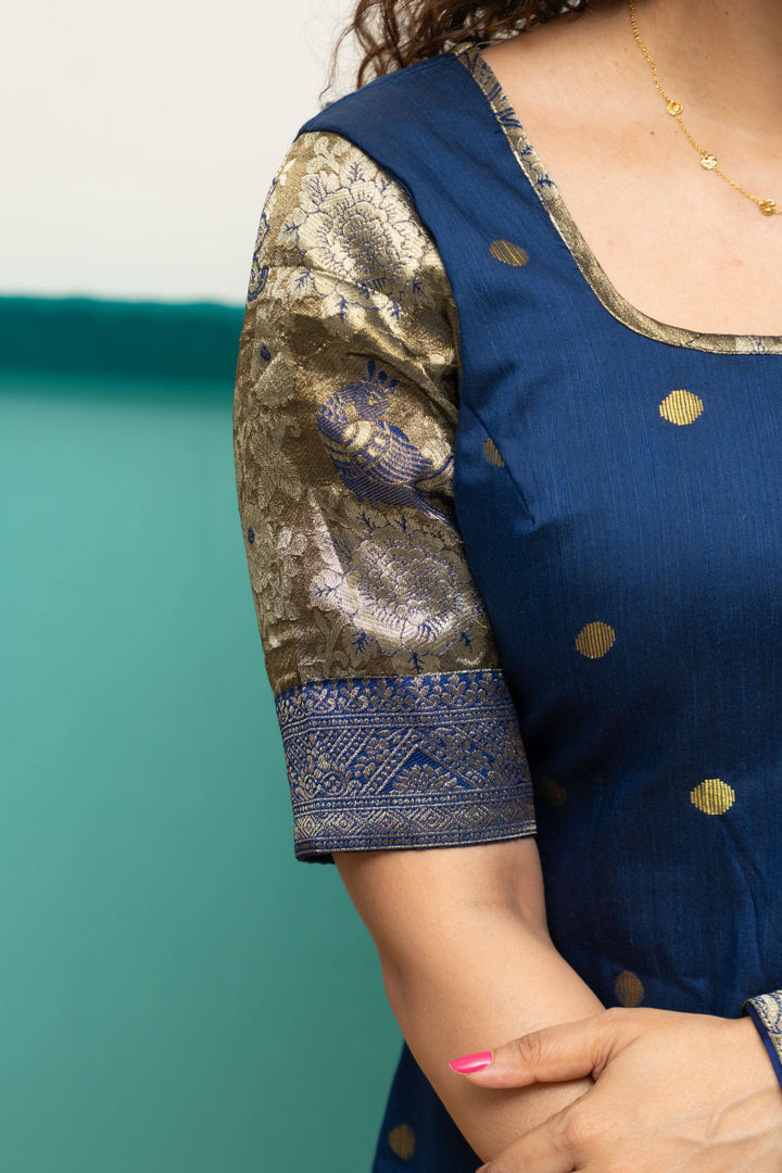 Nikitha Navy Blue Kurti with Dupatta 2 Piece Set | Shobitam Custom Gowns | Made To Order