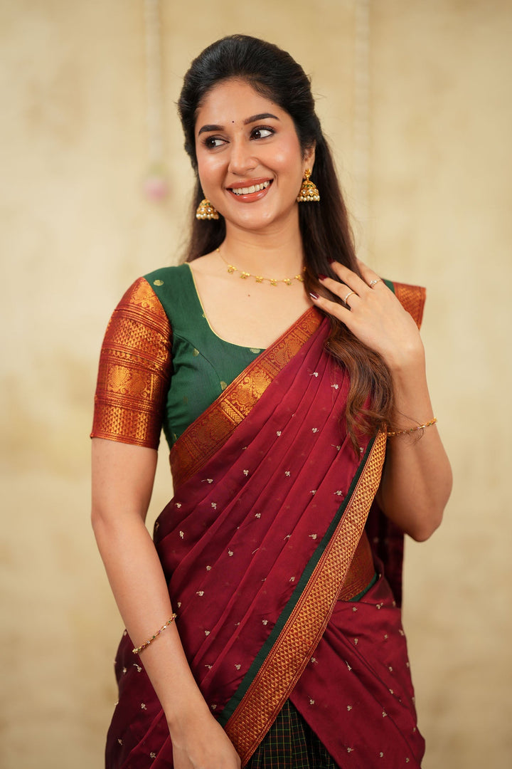 Daksha Black Checks Halfsaree ( Setof 3 ) | SHOBITAM