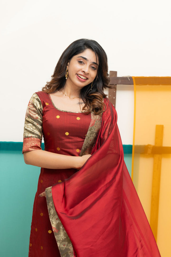 Nikitha Maroon Kurti Set| Shobitam Custom Gowns | Made To Order