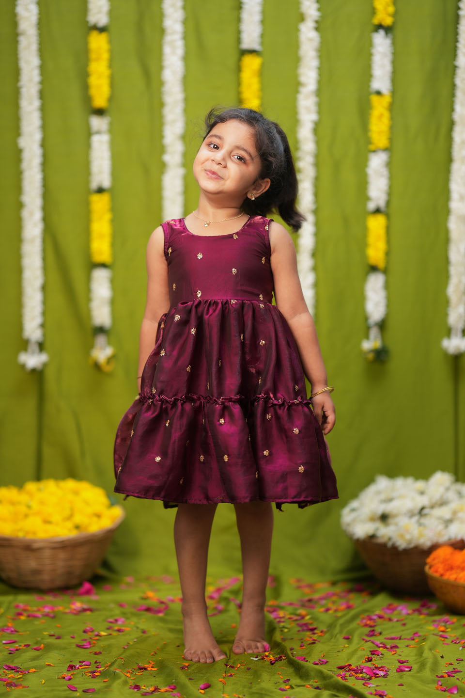 Gayathri Red Frock Mini | Made to Order | SHOBITAM