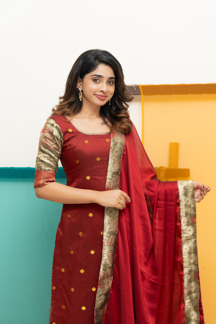 Nikitha Maroon Kurti Set| Shobitam Custom Gowns | Made To Order