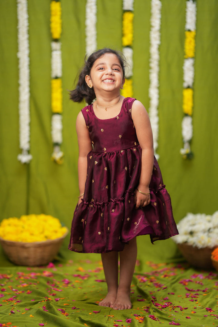 Gayathri Red Frock Mini | Made to Order | SHOBITAM