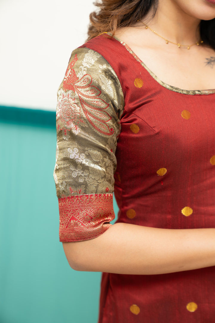 Nikitha Maroon Kurti Set| Shobitam Custom Gowns | Made To Order