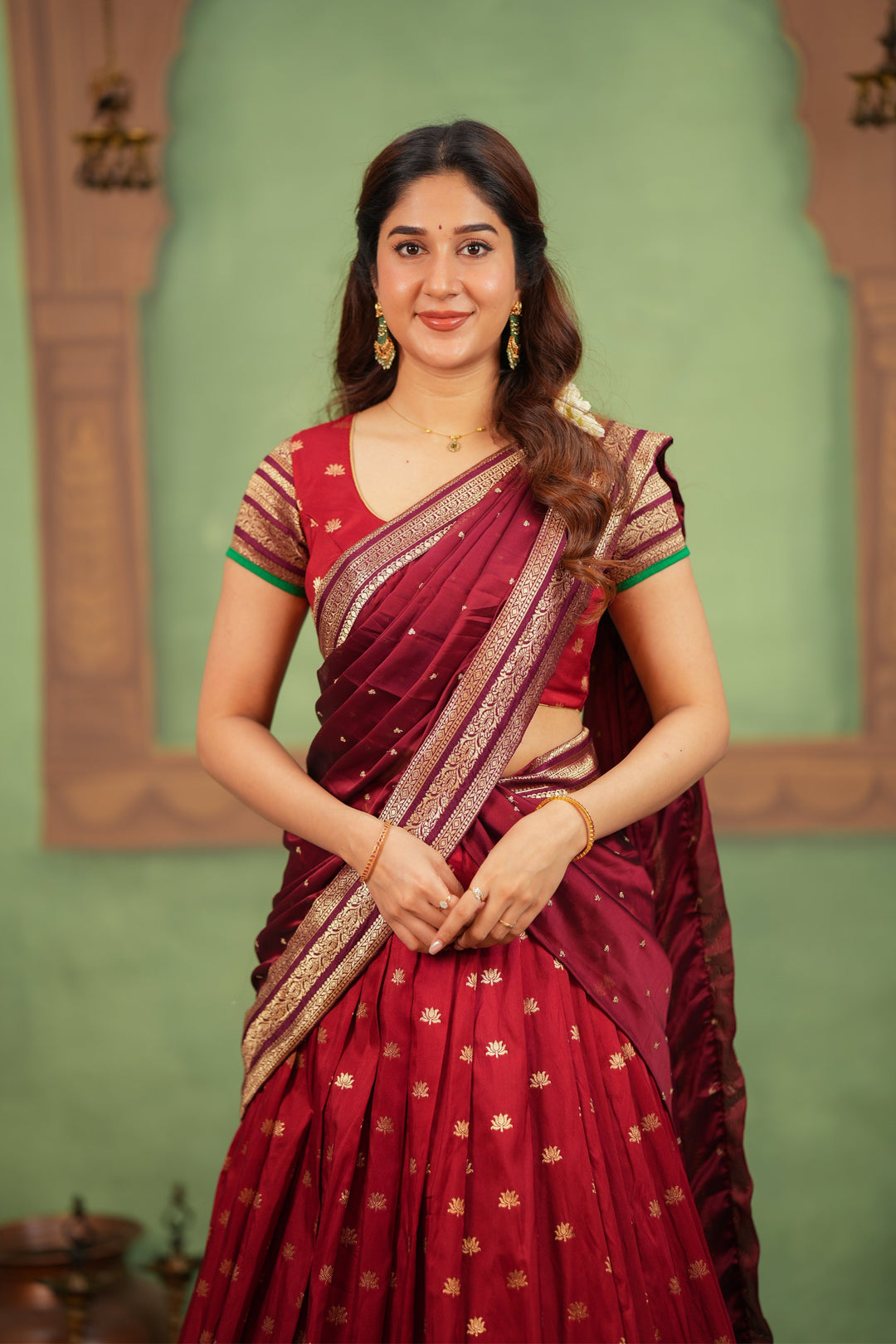 Saanvi Red Halfsaree (Set of 3) | SHOBITAM