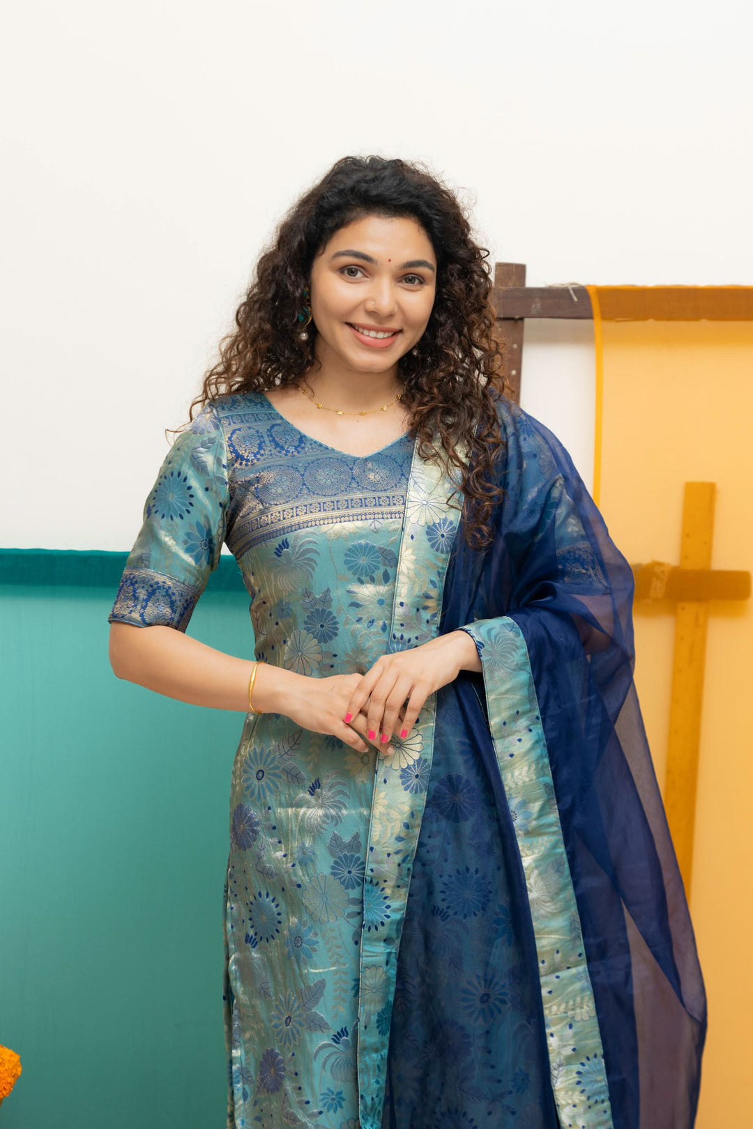 Varuni Navy & Teal Blue Kurti Set| Made To Order