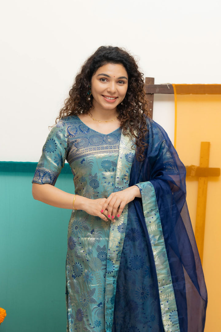 Varuni Navy & Teal Blue Kurti Set| Made To Order