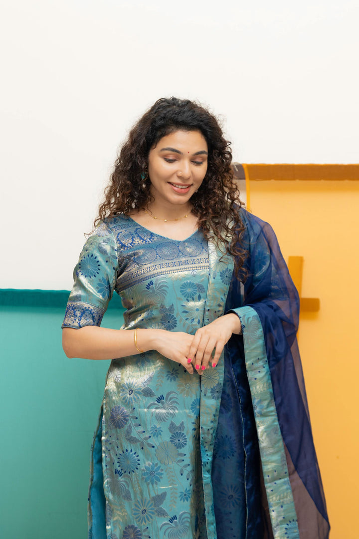 Varuni Navy & Teal Blue Kurti Set| Made To Order