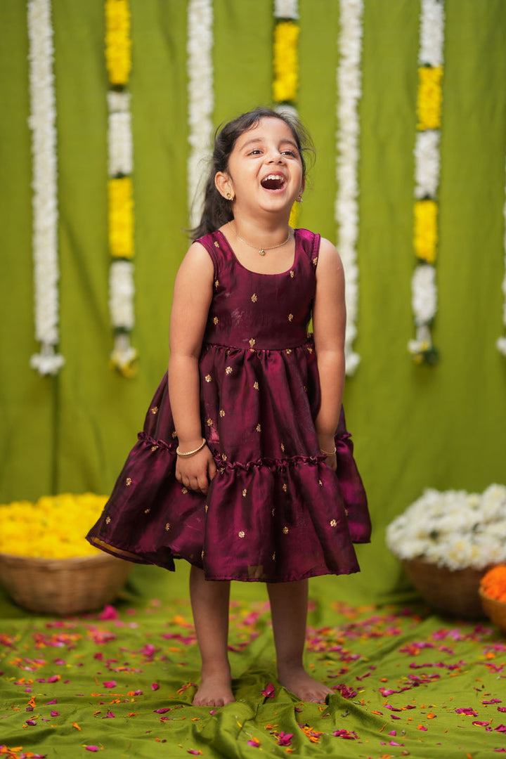 Gayathri Red Frock Mini | Made to Order | SHOBITAM