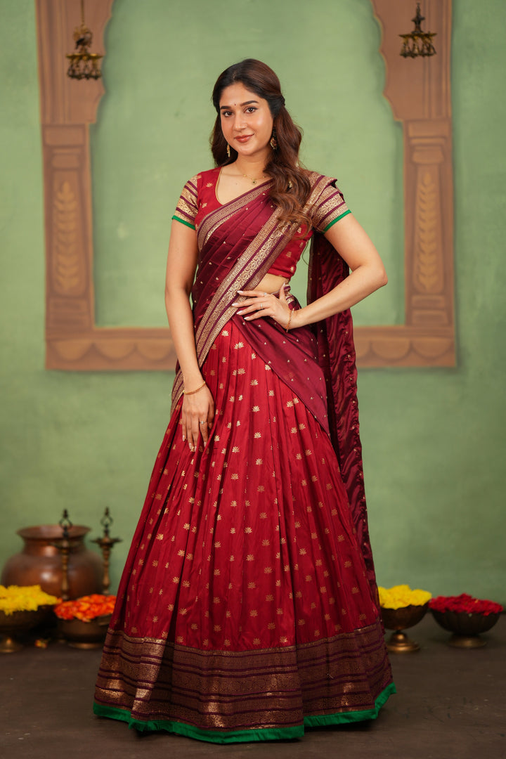 Saanvi Red Halfsaree (Set of 3) | SHOBITAM