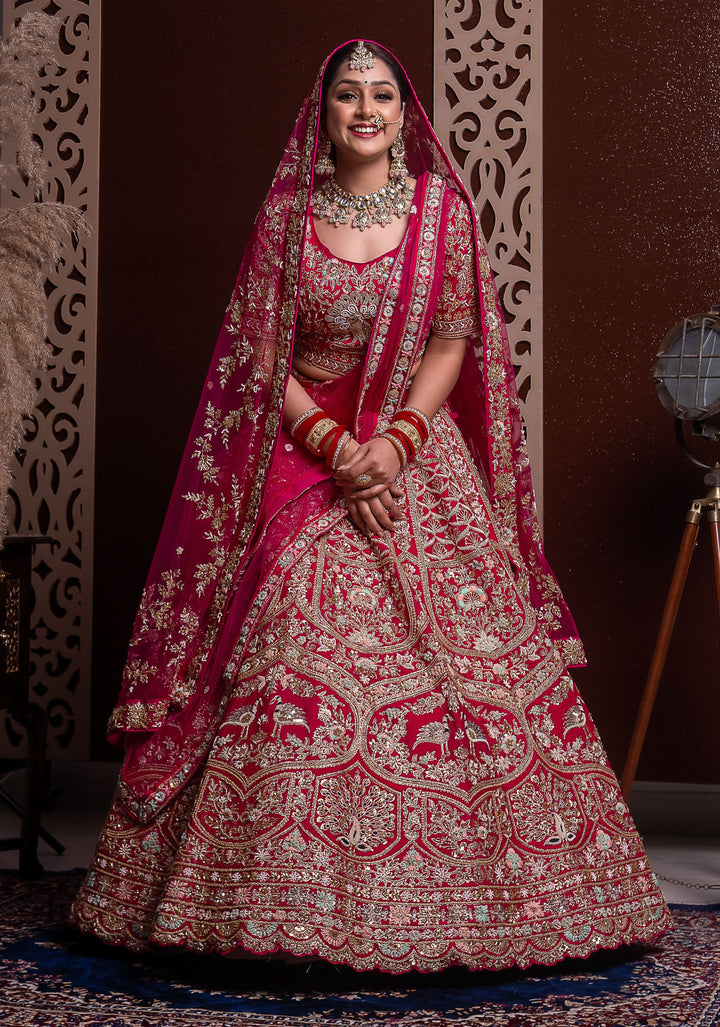 Magnolia Lehenga with Bird Motifs and double dupattas, Customizable, Made to Order
