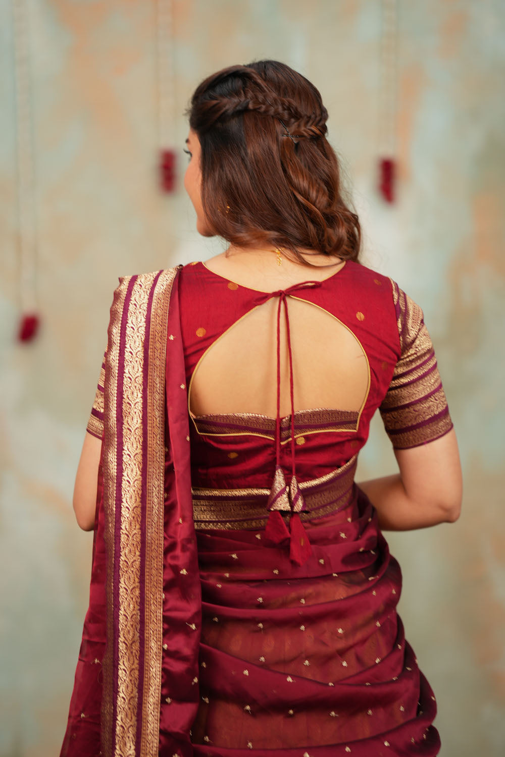 Mayuri Mint Green with Maroon Halfsaree (Set of 3) | SHOBITAM
