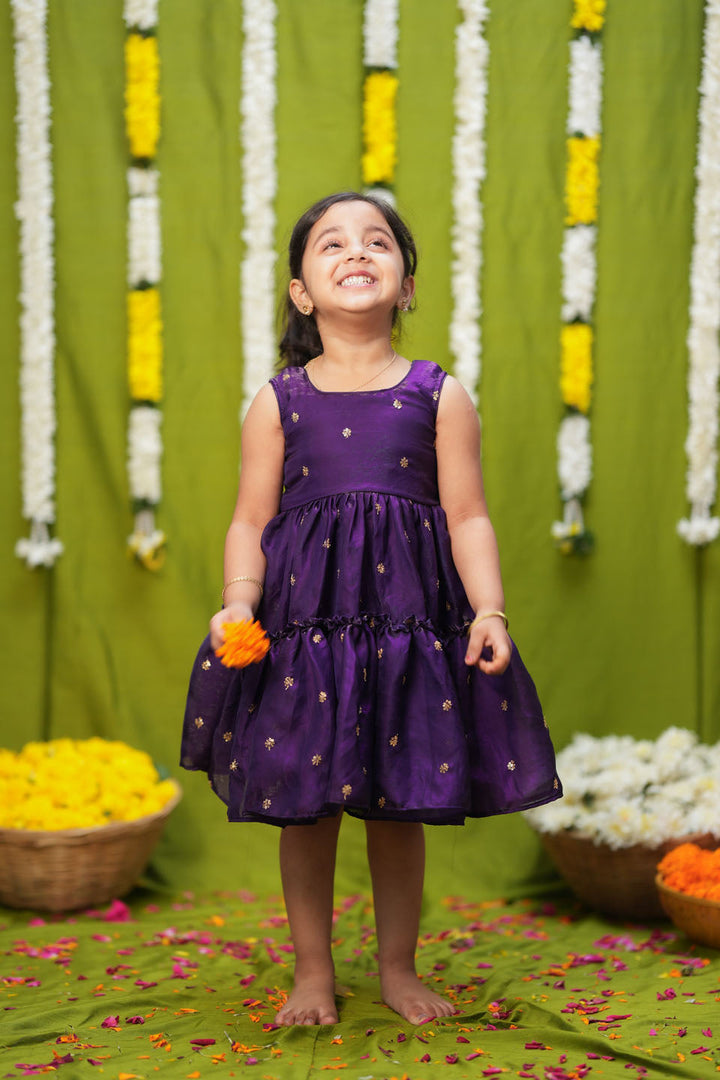 Gayathri Purple Frock Mini | Made to Order | SHOBITAM