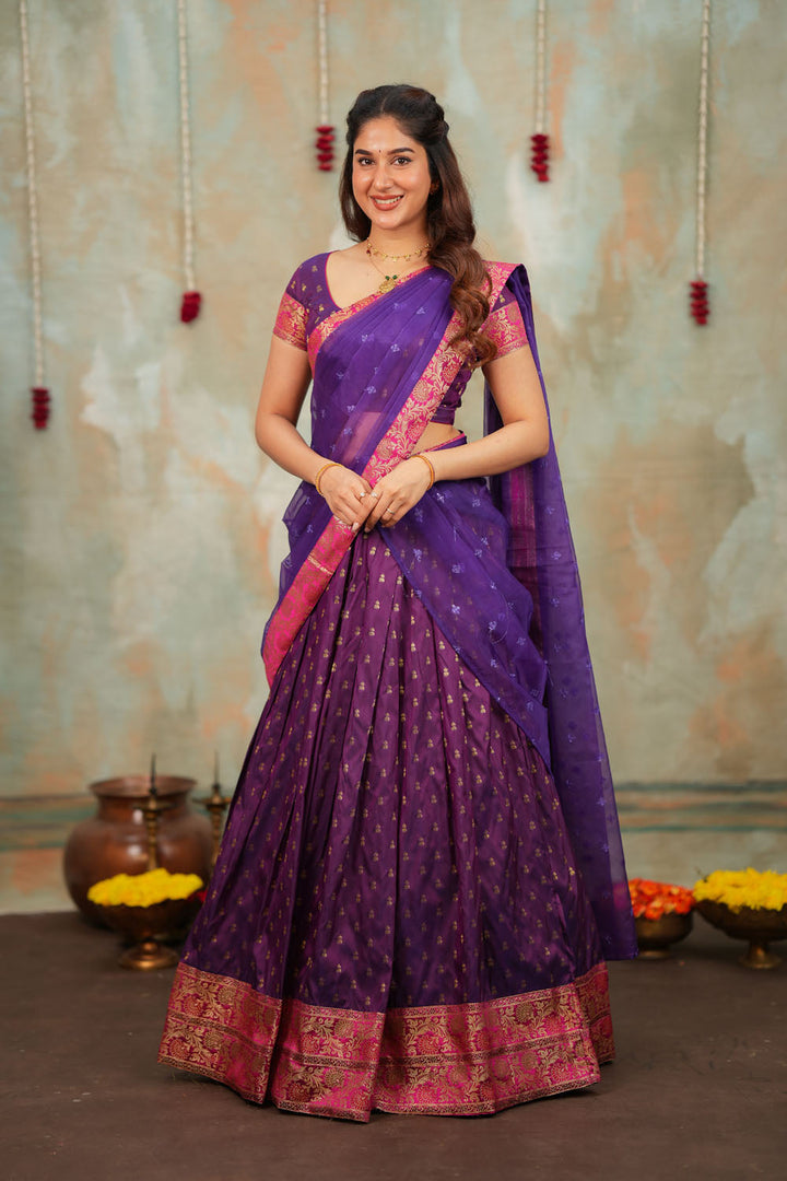 Nalini Violet Halfsaree (Set of 3) | SHOBITAM