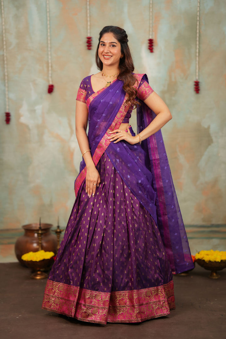 Nalini Violet Halfsaree (Set of 3) | SHOBITAM