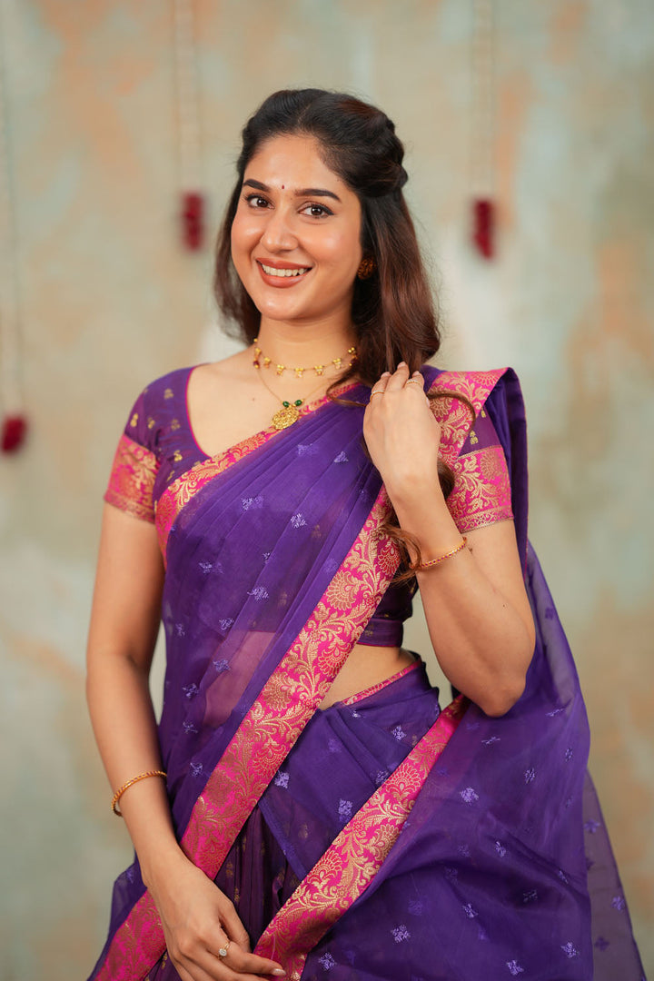 Nalini Violet Halfsaree (Set of 3) | SHOBITAM