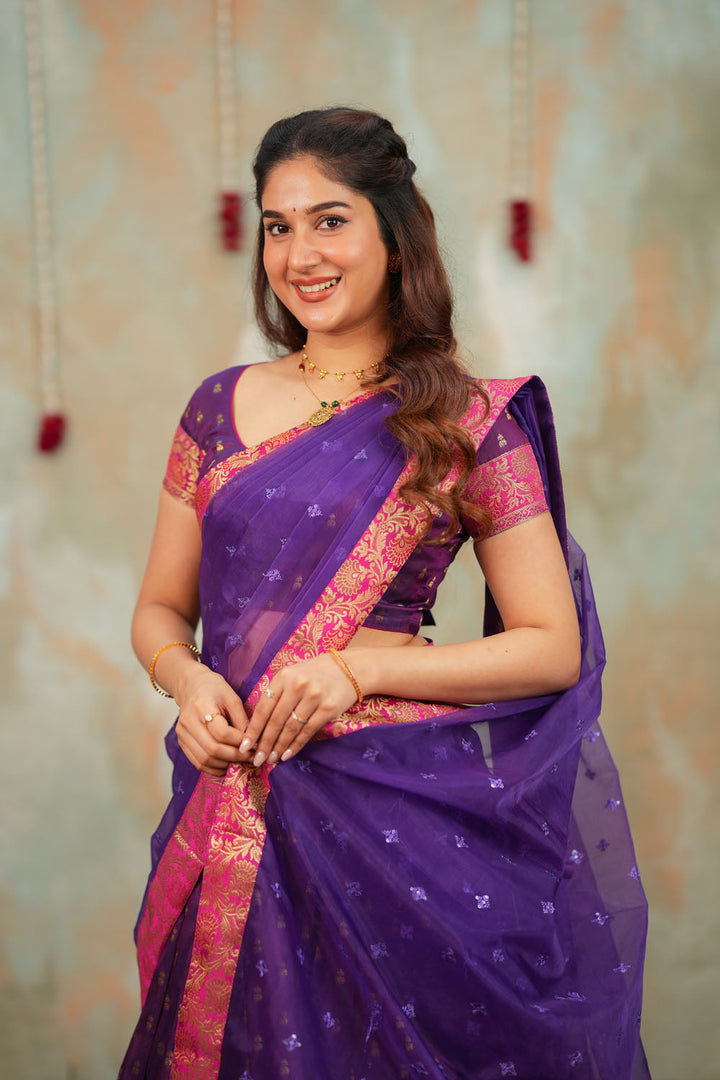 Nalini Violet Halfsaree (Set of 3) | SHOBITAM