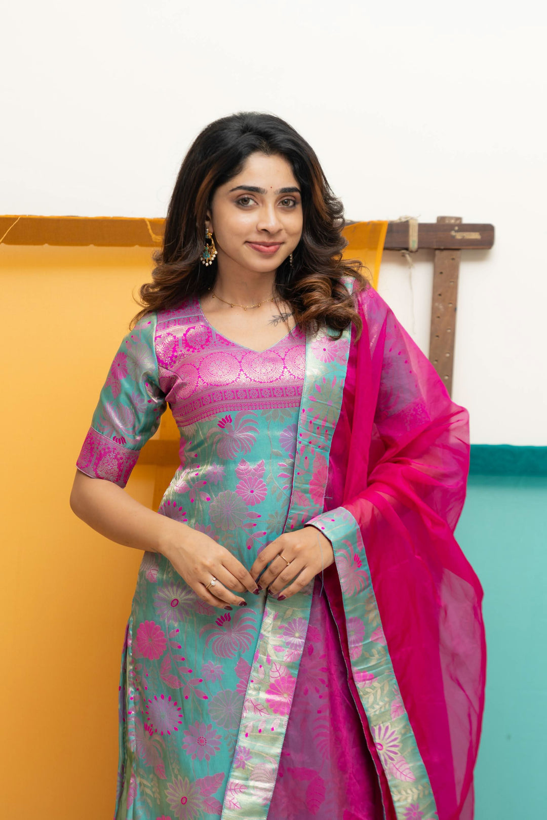 Varuni Pink & Blue Kurti Set | Made To Order