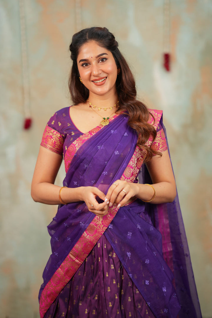 Nalini Violet Halfsaree (Set of 3) | SHOBITAM