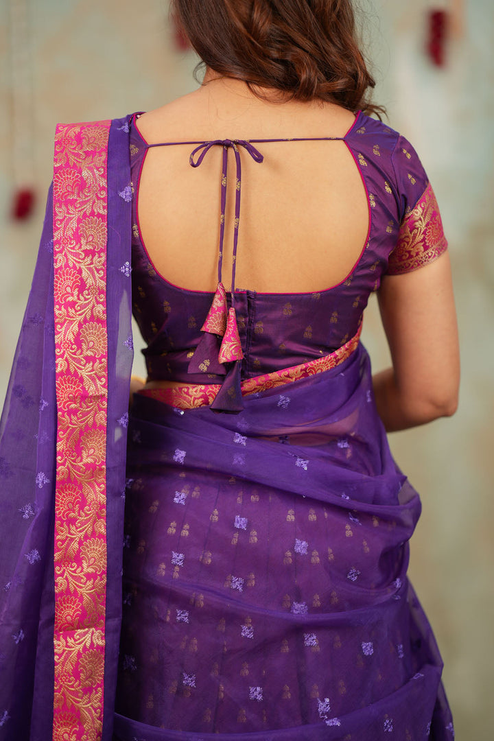 Nalini Violet Halfsaree (Set of 3) | SHOBITAM