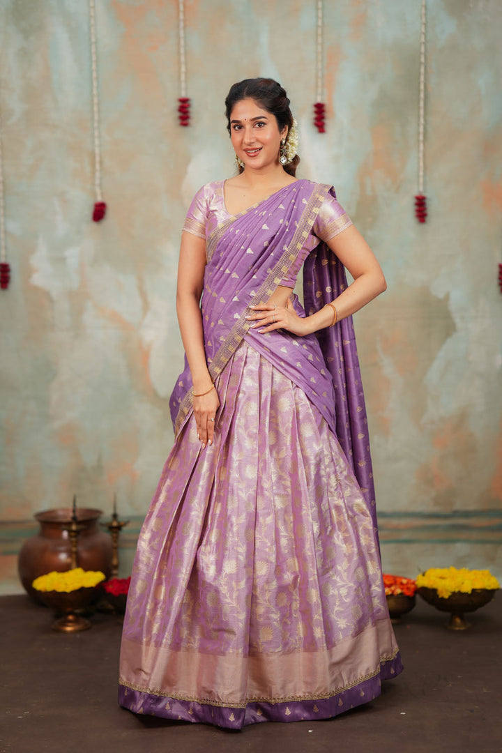 Manju Lavender Halfsaree (Set of 3) | SHOBITAM