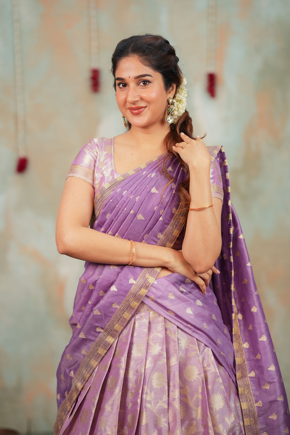 Manju Lavender Halfsaree (Set of 3) | SHOBITAM
