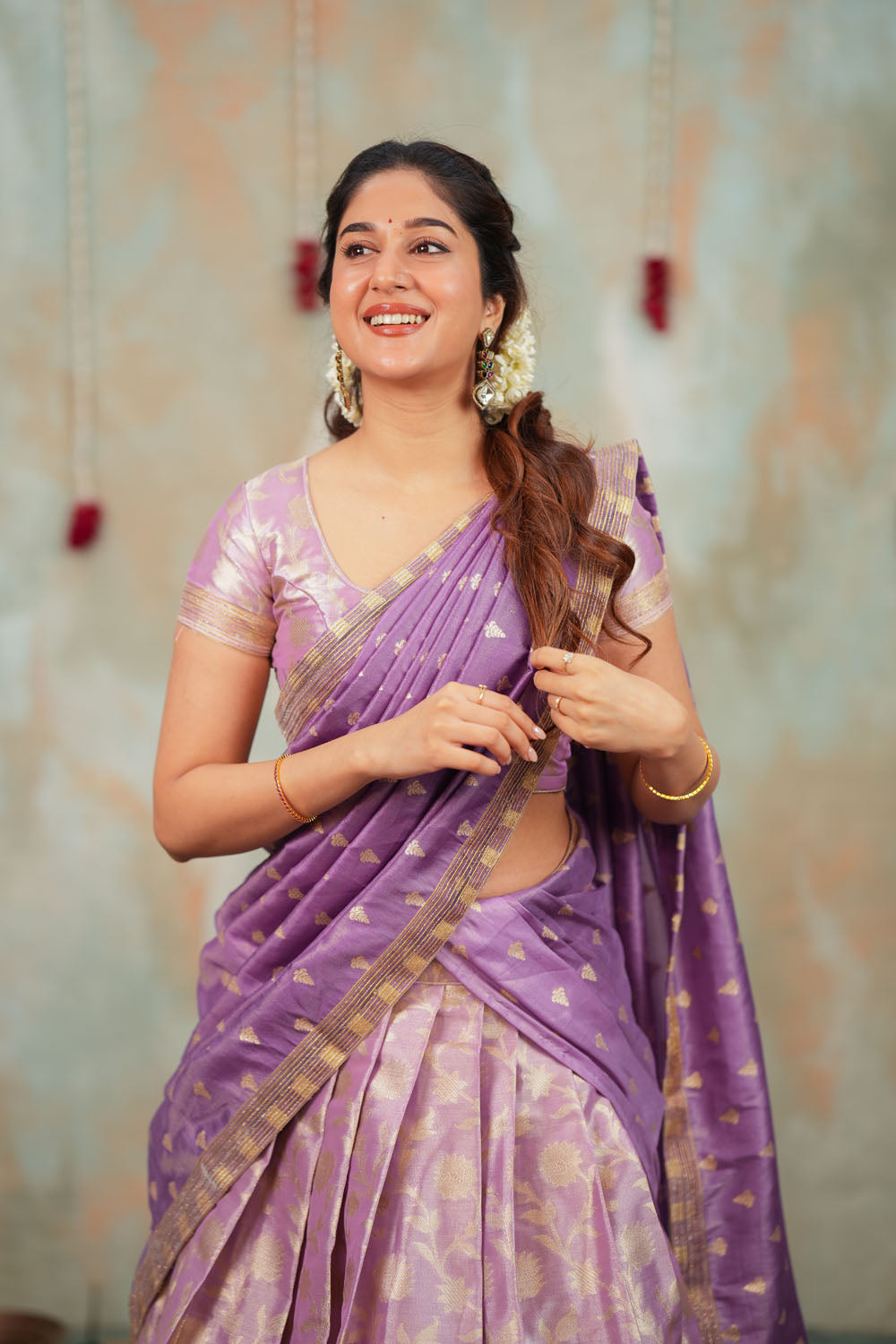 Manju Lavender Halfsaree (Set of 3) | SHOBITAM